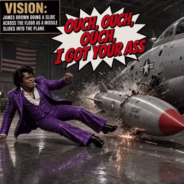 10/13/26, VISION: JAMES BROWN SINGING, “NEVER DID ANY DAMN THING TO ME”, VISION: JAMES BROWN DOING A SLIDE ACROSS THE FLOOR AS A MISSILE SLIDES INTO THE PLANE,”OUCH, OUCH, OUCH, I GOT YOUR ASS”, VISION: JAMES BROWN DOING A SLIDE ACROSS THE FLOOR AS A MISSILE SLIDES INTO THE PLANE,”OUCH, OUCH, OUCH, I GOT YOUR ASS”,A FILIPINO NIGHTMARE ON STEROIDS! LET’S COUNT HOW MANY PLANES ARE GONNA DROP BEFORE YOU DROP THE CHARGES! VISION: JAMES BROWN SAYS, CAN I GET A WITNESS?”, A DOJ FIRING IS AT HAND, A HEAVY FIRING!MANY PEOPLE GONE DOWN THE TUBE!